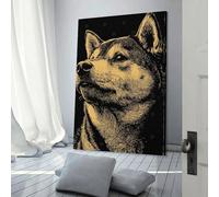 Affiche de portrait de chien Shiba Inu, peinture murale sur toile, décoration de chambre moderne, fournitures de décoration d'anniversaire, 30 x 45 cm
