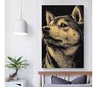 Affiche de portrait de chien Shiba Inu, œuvre d'art sur toile, décoration murale esthétique, image pour la maison, peinture, décoration moderne, 20 x 30 cm