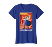 Affiche de Propagande de la Corée du Nord, Costume culte T-Shirt, Femme, Bleu Royal, L