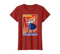 Affiche de Propagande de la Corée du Nord, Costume culte T-Shirt, Femme, Canneberge, XS