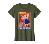 Affiche de Propagande de la Corée du Nord, Costume culte T-Shirt, Femme, Olive, 3XL