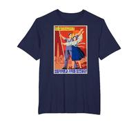 Affiche de Propagande de la Corée du Nord, Costume culte T-Shirt, Homme Grandes Tailles, Bleu Marine, 6X Tall