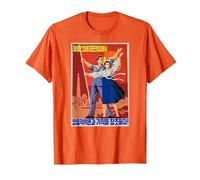 Affiche de Propagande de la Corée du Nord, Costume culte T-Shirt, Homme, Orange, S