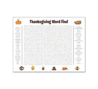 Affiche de Recherche de Mots de Thanksgiving, Jeu Amusant, Jumbos, Affiche de Puzzle de Recherche de Mots de Vacances pour la Famille et Les salles de ctivités de fête de Vacances