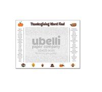 Affiche de recherche de mots géante pour Thanksgiving, poster mural de 36"x24" (90cm x 60cm), activité de Noël, puzzle interactif de grande taille pour toute la famille, jeu mural amusant