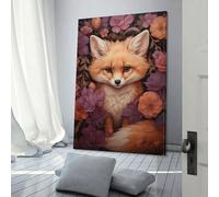 Affiche de renard mignon en fleurs d'automne, art mural, peinture, impression sur toile, affiches, œuvres d'art, décoration de chambre, cadeaux pour enfants, 20 x 30 cm