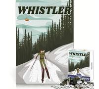 Affiche de Ski de Whistler pour Adultes, Puzzle de 1000 pièces, Exercice cérébral, évasion reposante, découpe de précision, Cadeau de Noël idéal (50x75cm)
