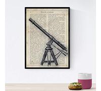 Affiche de télescope Nacnique. Feuilles vintage avec définitions. Design d'intérieur. Taille A4 avec cadre