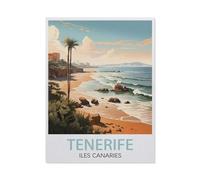 Affiche de Voyage Ancienne Tenerife, îles Canaries, lac,1000 Pièces, Jouet De Puzzle en Papier d'art Abstrait, Jeu De Famille Difficulté Défi Puzzle(50x70cm)-AN84