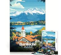 Affiche de Voyage Bariloche Argentine Puzzle 1000 pièces pour Adultes Développe la mémoire Passe-Temps paisible Assemblage sécurisé Cadeau saisonnier (38x52cm)