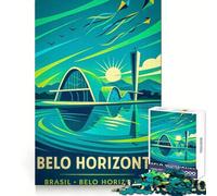 Affiche de Voyage Belo Horizonte Brésil Puzzle 1000 pièces pour Adultes Concentration, Pleine Conscience, évasion, Cadeau Symbolique (38x52cm)