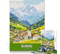 Affiche de Voyage Bludenz Autriche, Puzzle de 1000 pièces pour Adultes, stimule la mémoire, Offre Un Moment de détente et de Plaisir, et constitue Un (38x52cm)