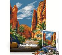 Affiche de Voyage BOU-Hedma Tunisie, Puzzle pour Adolescents, 1000 pièces, activité de Concentration et de détente, Assemblage serré, (38x26cm)