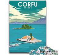 Affiche de Voyage Corfou, Grèce, Puzzle Adulte 1000 pièces, Difficile, Jeux en Famille, activités Amusantes à la Maison, Cadeau d'anniversaire, Cadeaux de Voyage 1000 pièces (50x75cm)