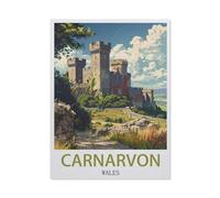 Affiche de Voyage de Caernarfon, Pays de Galles,Puzzles pour Adultes Puzzle 1000 Pièces pour Adolescents Adultes Jeux De Puzzles Amusants uzzle en Bois Cadeaux De Noël Et d'anniversaire(75x50cm)-BH59