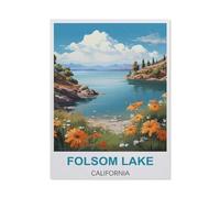 Affiche de Voyage de Folsom, lac Californie,Adultes Puzzle 1000 Pièces pour Adolescents Adultes Jeux De Casse-tête Amusants Puzzle en Papier(38x26cm)-BJ8