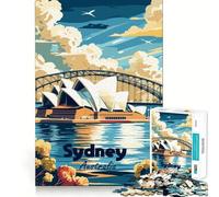 Affiche de Voyage de l'Opéra de Sydney, Puzzle de 1000 pièces pour Adolescents, Jeu de réflexion, Jeu de Groupe, découpe de précision, Cadeau de Festival 50x75cm
