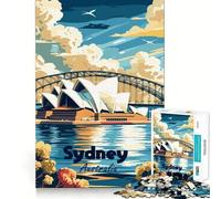 Affiche de Voyage de l'Opéra de Sydney, Puzzle de 1000 pièces pour Adolescents, Jeu de réflexion, Jeu de Groupe, découpe de précision, Cadeau de Festival 38x52cm