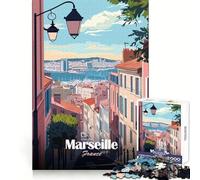 Affiche de Voyage de Marseille,France Puzzle Adulte 1000 pièces Exercice de logique Passe-Temps agréable Bords Nets Idée Cadeau (38x52cm)