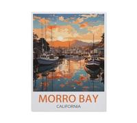 Affiche de Voyage de Morro Bay en Californie, Vintage,Puzzles Personnalisés, 1000 Pièces Puzzle en Papier, pour Enfants Adultes Famille Jeu Difficulté Défi Puzzles(50x70cm)-BD96
