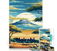 Affiche de Voyage de Nairobi, Kenya Puzzle Difficile de 1000 pièces pour Adultes Jeu de logique Robuste Moments de Partage Bords Nets (38x26cm)