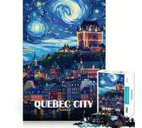 Affiche de Voyage de Québec, Canada Puzzle de 1000 pièces pour Adultes pour stimuler la mémoire et se détendre mentalement Découpe de qualité supérieure Surprise chaleureuse (38x26cm)