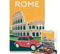 Affiche de Voyage de Rome Puzzle de 1000 pièces Activité relaxante et stimulante Cadeau de Noël aux Contours Nets (38x26cm)