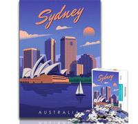 Affiche de Voyage de Sydney, Puzzle 1000 pièces pour Adolescents, Jeu de Quiz, décoration Murale, Cadeaux Uniques pour Anniversaire et Noël, 50x75cm