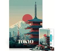 Affiche de Voyage de Tokyo, Japon Puzzle de 1000 pièces pour Adolescents Jeu Intelligent pour Partager des Moments de complicité Découpe précise Pièce de Collection Artistique 38x52cm