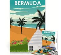 Affiche de Voyage des Bermudes, Puzzle de 1000 pièces pour Adultes, Puzzle Stimulant la mémoire et la Force, Moment de détente agréable, découpe précise, Cadeau Symbolique (50x75cm)