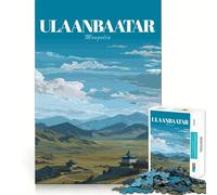 Affiche de Voyage d'Oulan-Bator,Mongolie Puzzle de 1000 pièces Jeu de réflexion Découpe Experte Artisanat Fascinant pour Les Moments de détente (50x75cm)
