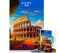 Affiche de Voyage du Colisée de Rome, Italie Puzzle Difficile de 1000 pièces pour Adultes Se Souvenir, stimuler, Calmer, apaiser Découpe Lisse Cadeau Classique (50x75cm)