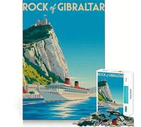 Affiche de Voyage du Rocher de Gibraltar, Puzzle de 1000 pièces pour Adultes, Jeu de réflexion, activité à la Maison, découpe Lisse, Surprise de Noël (50x75cm)