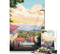 Affiche de Voyage d'Ushuaia, Argentine Puzzle de 1000 pièces pour Adolescents Développe la mémoire, apaise l'esprit, ludique Bords Nets Cadeau attentionné (38x52cm)