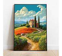 Affiche De Voyage En Toscane, Italie, Belle Maison Panoramique, Peinture Sur Toile Colorée De Paysage De Campagne, Décor De Bureau Moderne A2 60X90Cm Sans Cadre