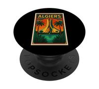 Affiche de Voyage en Ville d'Algérie rétro Vintage PopSockets PopGrip Adhésif