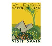 Affiche de voyage espagnole vintage du jardin de Valence, tourisme espagnol rétro, décoration murale Séville, monument de Séville, décoration de chambre à coucher, A5 (impression uniquement) - 21 x
