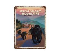 Affiche de voyage Great Smoky Mountains Bear Jam Vintage Tin Sign 8X12Inch Home Office Kitchen Pub Club Cafe Bar Farm Restaurant Collection Metal Wall Art Retro Plaque