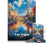 Affiche de Voyage Las Vegas USA Puzzle de 1000 pièces Activité relaxante et stimulante Cadeau de Noël aux Contours Nets (50x75cm)