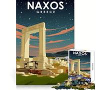 Affiche de Voyage Naxos Grèce Puzzle Adulte 1000 pièces Réflexion Entraînement Détente Bords définis Cadeau attentionné (38x26cm)
