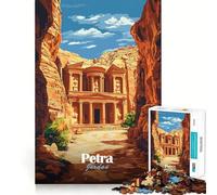 Affiche de Voyage Petra Jordan, Puzzle de 1000 pièces pour Adolescents, défi intellectuel, Passe-Temps Calme, découpe précise, Cadeau saisonnier (38x26cm)