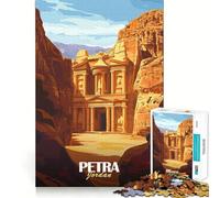 Affiche de Voyage Petra Jordan, Puzzle de 1000 pièces pour Adolescents, défi intellectuel, Passe-Temps Calme, découpe précise, Cadeau saisonnier (50x75cm)