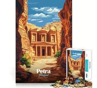 Affiche de Voyage Petra Jordan, Puzzle pour Adolescents de 1000 pièces, Casse-tête Relaxant et ludique, (50x75cm)