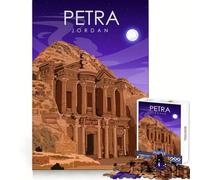 Affiche de Voyage Petra Jordanie,Puzzle de 1000 pièces pour Adultes,Exercice Mental,évasion et Pleine Conscience,Surprise de Noël Snug Lock (38x26cm)