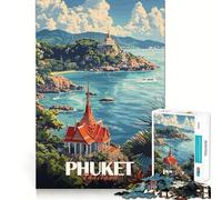Affiche de Voyage Phuket Thaïlande, Puzzle de 1000 pièces pour Adolescents, Jeu Mental, Moment de Paix, découpe Premium, Cadeau Artistique (38x26cm)