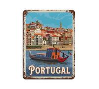 Affiche de voyage Portugal Porto District Vintage Tin Sign 8X12Inch Home Office Kitchen Pub Club Cafe Bar Farm Restaurant Collection Metal Wall Art Retro Plaque