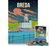 Affiche de Voyage représentant la Ville de Breda,aux Pays-Bas Puzzle de 1000 pièces pour Adultes,Stimulant la réflexion stratégique et Les Loisirs Assemblage précis (50x75cm)