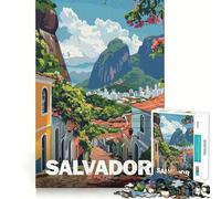 Affiche de Voyage Salvador, Brésil Puzzle de 1000 pièces pour Adultes Stimule la mémoire, soulage l'anxiété, Bords précis, Surprise de Noël (38x52cm)