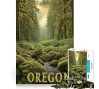 Affiche de Voyage sur Le Sentier forestier de l'Oregon, Puzzle de 1000 pièces pour Adolescents, Puzzle Stimulant la mémorisation, Jeu apaisant, Bords serrés, Cadeau de qualité supérieure (38x26cm)