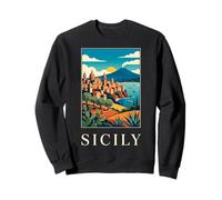Affiche de Voyage sur Le Volcan côtier de la Sicile en Italie Sweatshirt